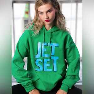 Alla Berman Green Jet Set Boyfriend Hoodie - Size Small